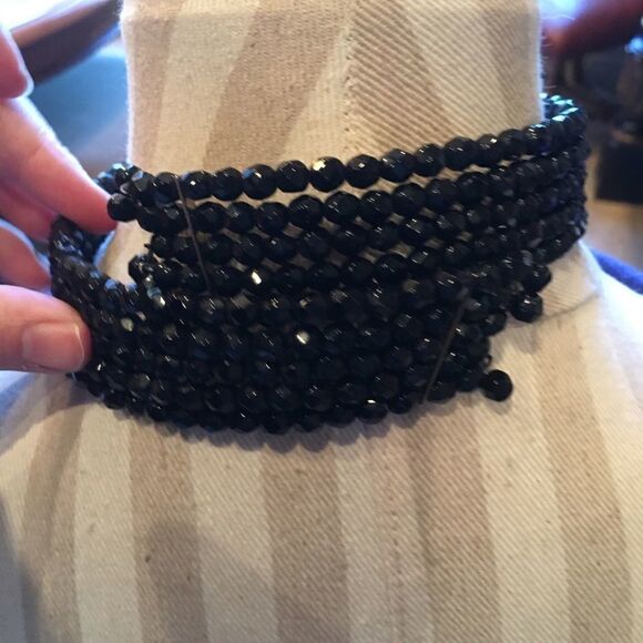 BLACK BEADED Choker Wrap Necklace! Sexy! - Picture 3 of 9